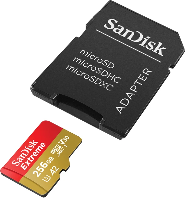 Карта памяти SanDisk 256 GB microSDXC UHS-I U3 V30 A2 Extreme (SDSQXAV-256G-GN6MA)  Фото №0