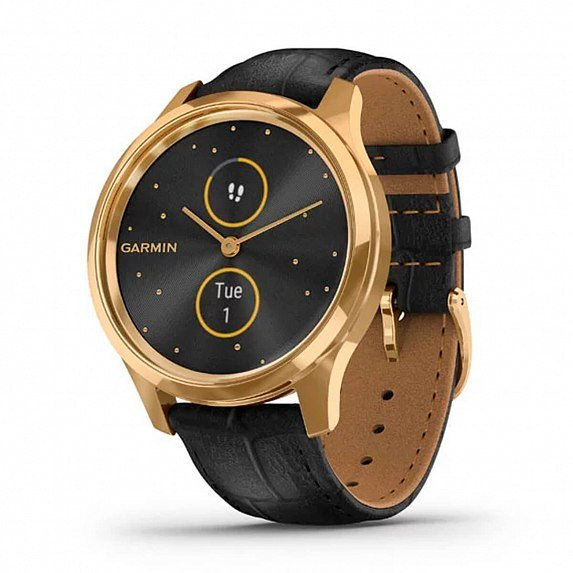 Смарт-часы Garmin vivomove Luxe Pure Gold-Black Leather (010-02241-22)