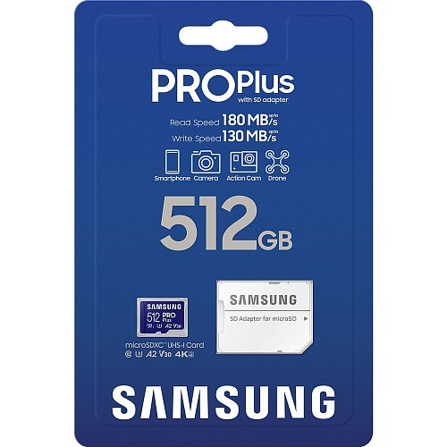 Карта пам&#039;яті Samsung 512 GB microSDXC UHS-I U3 V30 A2 PRO Plus 2023 (MB-MD512SA)  Фото №6