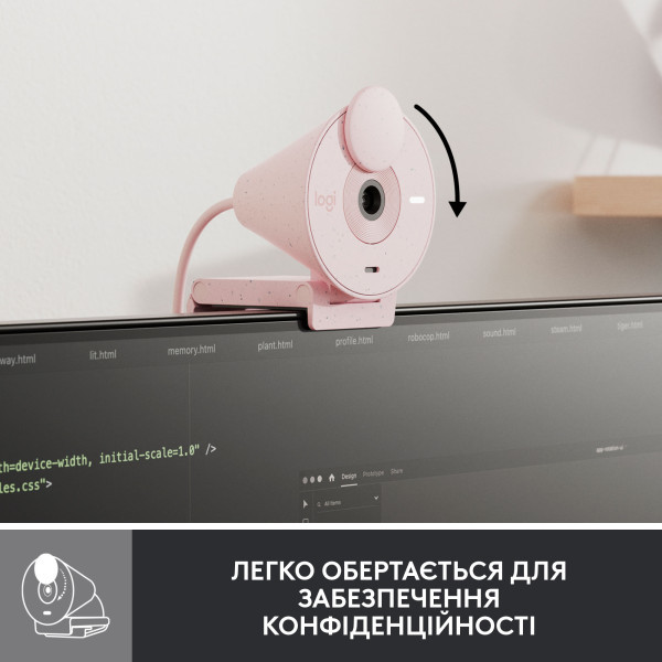 Веб-камера Logitech Brio 300 FHD Rose (960-001448)  Фото №3