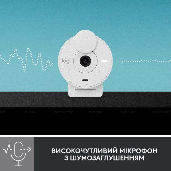 Вебкамера Logitech Brio 300 FHD White (960-001442)  Фото №2