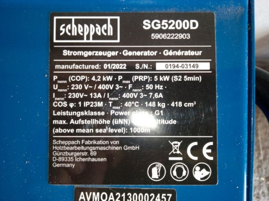 Дизельний генератор Scheppach SG 5200D (5906222903)  Фото №1