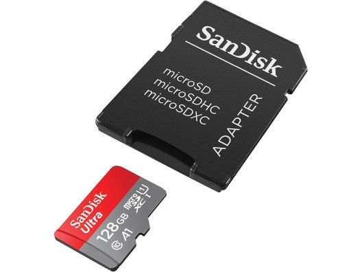 Карта пам&#039;яті SanDisk 128 GB microSDXC UHS-I Ultra A1 + SD adapter (SDSQUAB-128G-GN6MN)  Фото №1