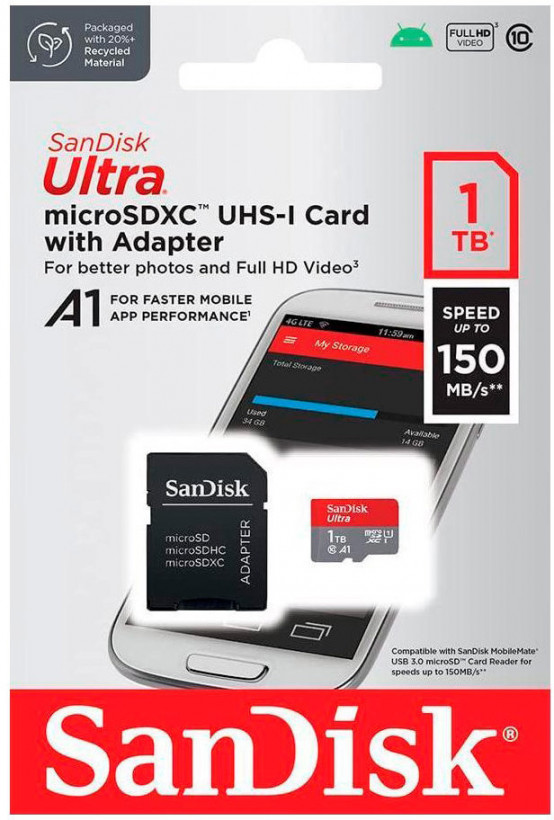 Карта пам&#039;яті SanDisk 1 TB microSDXC UHS-I U1 V30 A2 Ultra (SDSQUAC-1T00-GN6MA)  Фото №3