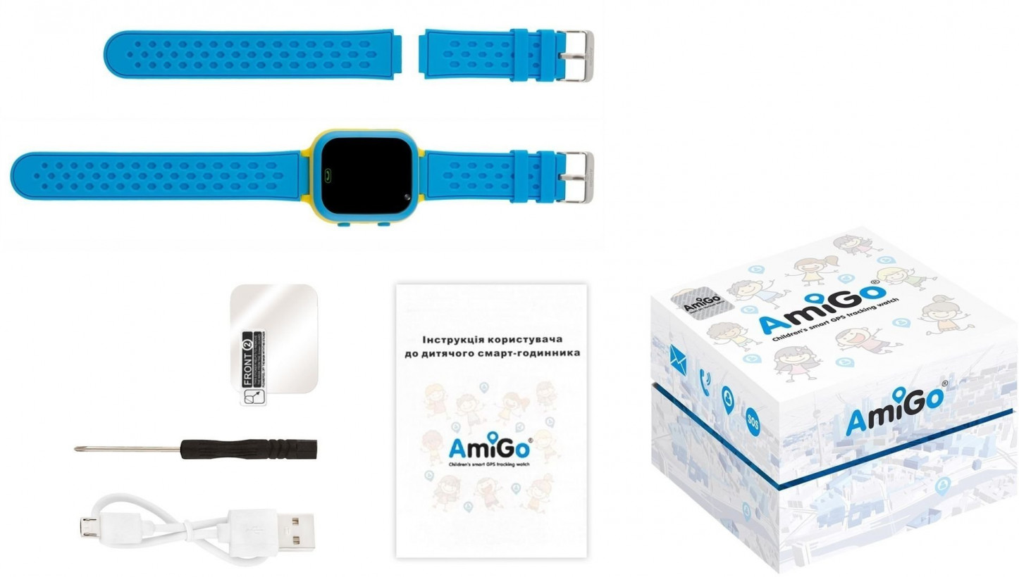 Детские умные часы AmiGo GO009 Camera+LED WIFI Blue-Yellow  Фото №2