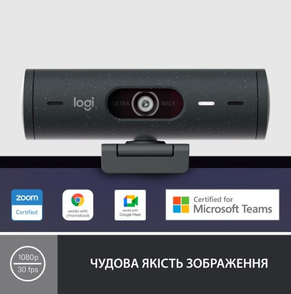 Веб-камера Logitech Brio 500 Graphite (960-001422)  Фото №0