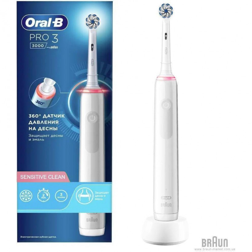 Электрическая зубная щетка Oral-B PRO3 3000 D505.513.3 Sensitive Clean White