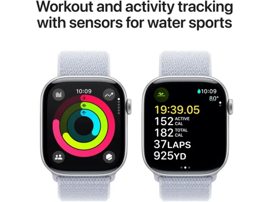 Смарт-часы Apple Watch Series 10 GPS 46mm Silver Aluminum Case w. Blue Cloud Sport Loop (MWWN3)  Фото №1