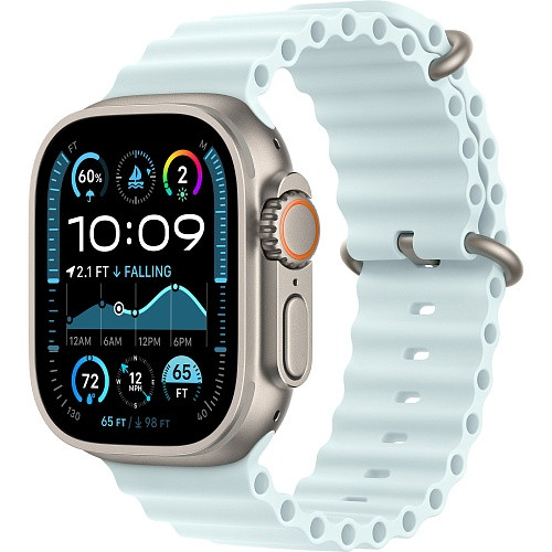 Смарт-годинник Apple Watch Ultra 2 GPS + Cellular 49mm Natural Titanium Case w. Ice Blue Ocean Band (MYT03+MXTF3)