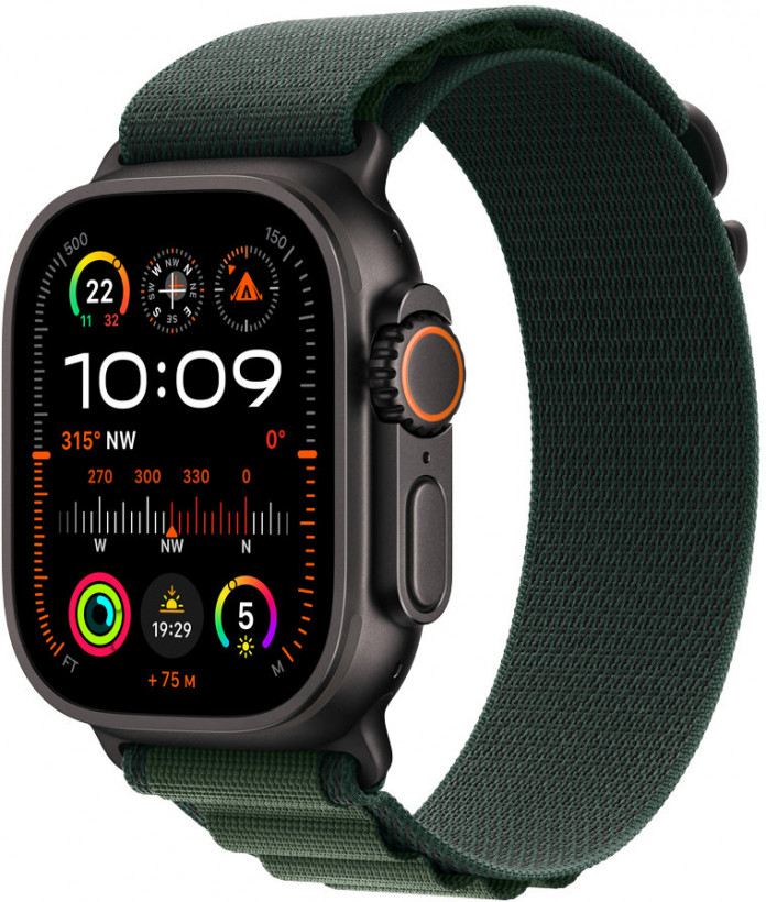 Смарт-годинник Apple Watch Ultra 2 GPS + Cellular 49mm Black Titan. Case w. Dark Green Alpine Loop - Medium (MX4R3)