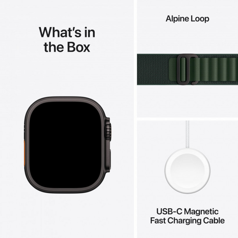 Смарт-годинник Apple Watch Ultra 2 GPS + Cellular 49mm Black Titan. Case w. Dark Green Alpine Loop - Medium (MX4R3)  Фото №1