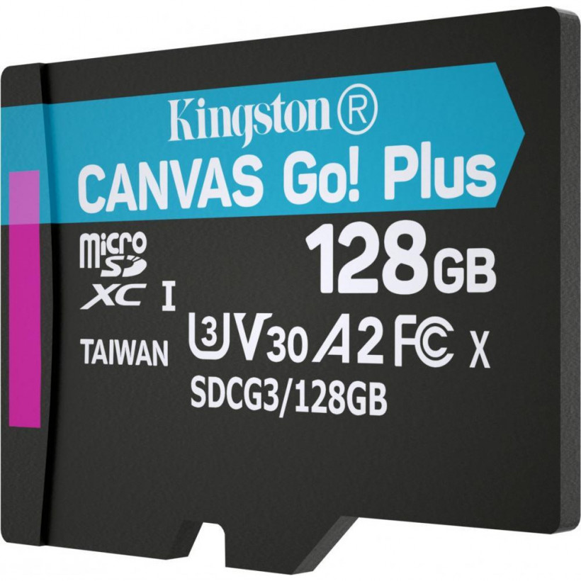 Карта пам&#039;яті Kingston 128 GB microSDXC class 10 UHS-I U3 Canvas Go! Plus + SD Adapter SDCG3/128GB  Фото №2