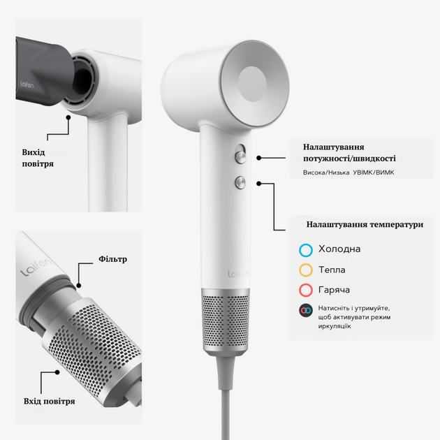 Фен Laifen Swift White  Фото №8