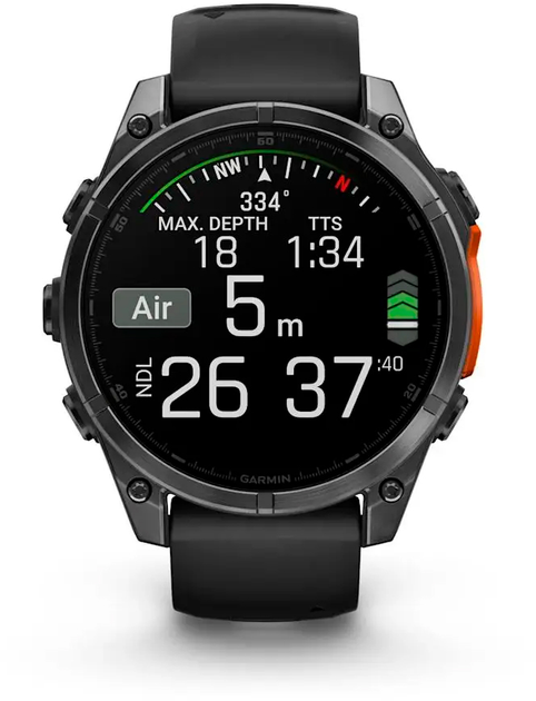 Спортивные часы Garmin Fenix ??8 47mm Amoled Slate Gray with Black Silicone Band (010-02904-00)  Фото №3