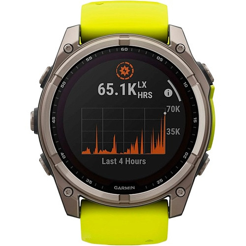 Спортивные часы Garmin Fenix ??8 47mm Solar Sapphire Titanium w. Amp Yellow/Graphite Silicone Band (010-02906-20/21)  Фото №0