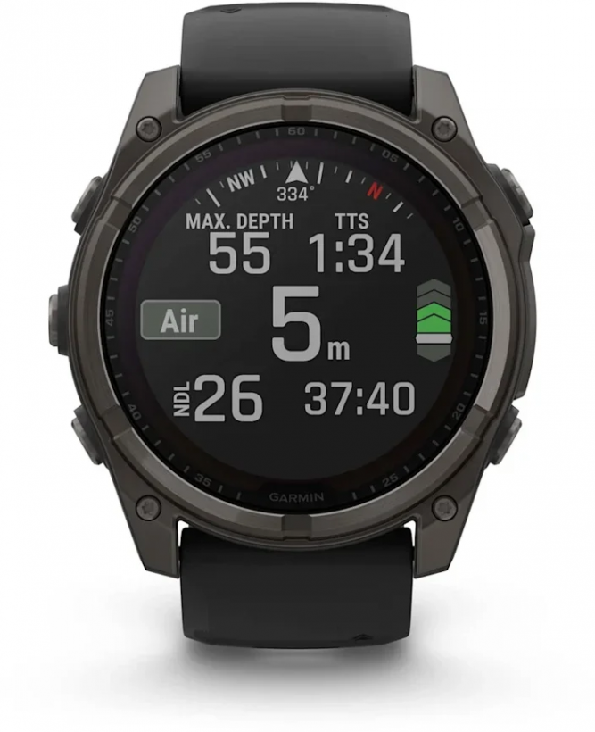 Спортивные часы Garmin Fenix ??8 51mm Solar Sapphire Carbon Gray DLC Titanium w. Black/Pebble Gray S. Band (010-02907-10/11)  Фото №0