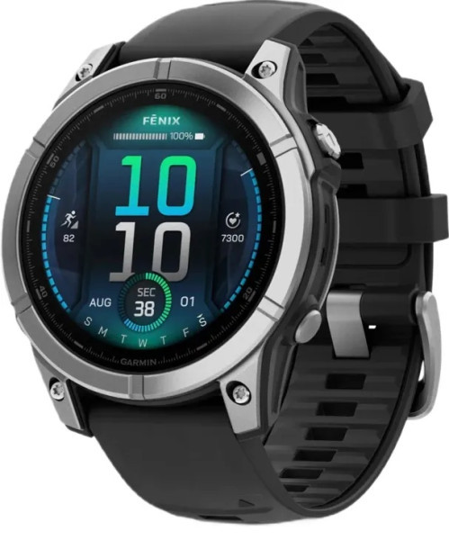 Спортивные часы Garmin Fenix ??E 47mm Amoled Stainless Steel with Black Silicone Band (010-03025-02/00)