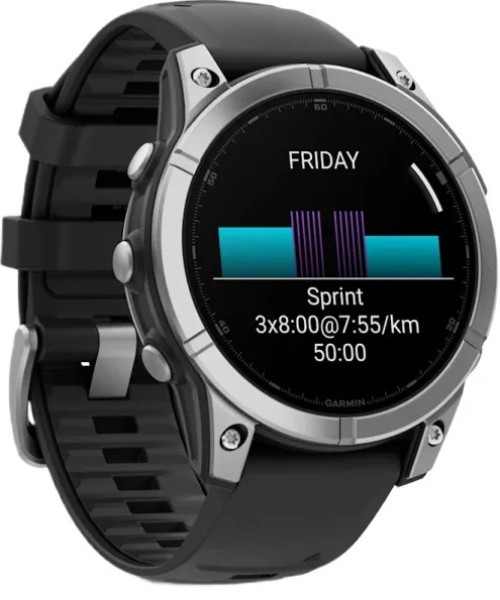 Спортивные часы Garmin Fenix ??E 47mm Amoled Stainless Steel with Black Silicone Band (010-03025-02/00)  Фото №0