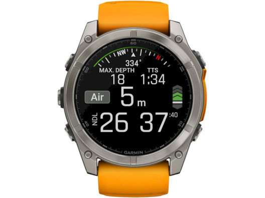 Спортивные часы Garmin Fenix ??8 51mm AMOLED Sapphire Titanium w. Spark Orange/Graphite Silicone Band (010-02905-10/11)  Фото №1