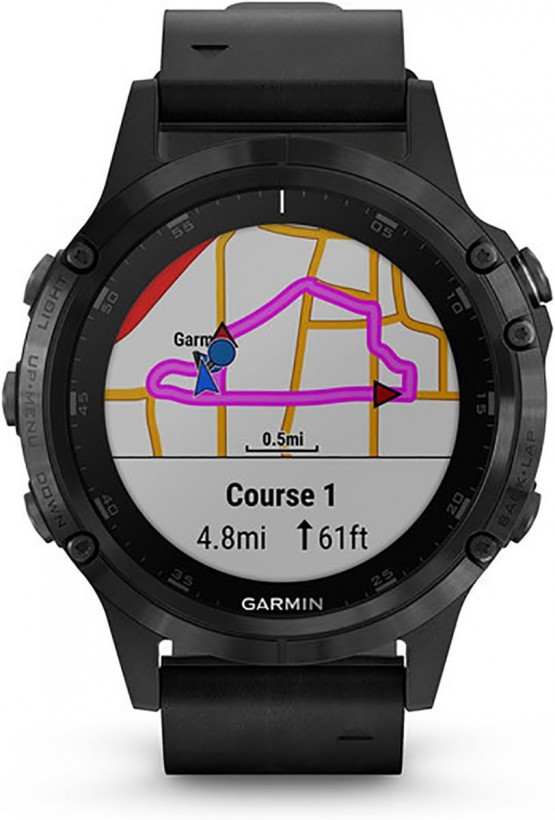 Спортивные часы Garmin Fenix 5 Plus Sapphire Black with Leather Band (010-01988-07)  Фото №1