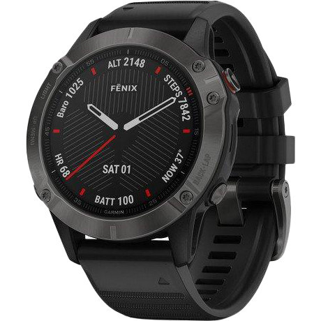 Спортивные часы Garmin Fenix 6 Sapphire Сarbon Grey DLC with Black Band (010-02158-11)  Фото №3