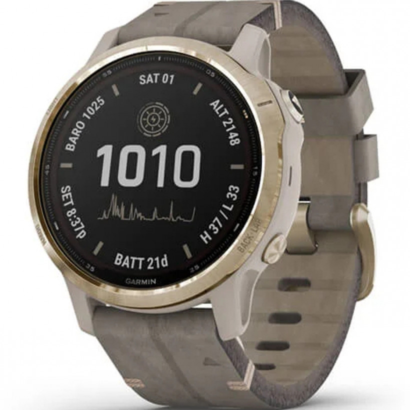 Смарт-часы Garmin Fenix 6S Pro Solar Edition Light gold with shale grey suede band (010-02409-26)