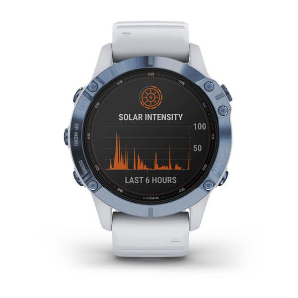 Смарт-годинник Garmin Fenix 6 Pro Solar Edition Mineral Blue with Whitestone Band (010-02410-19/18)  Фото №4