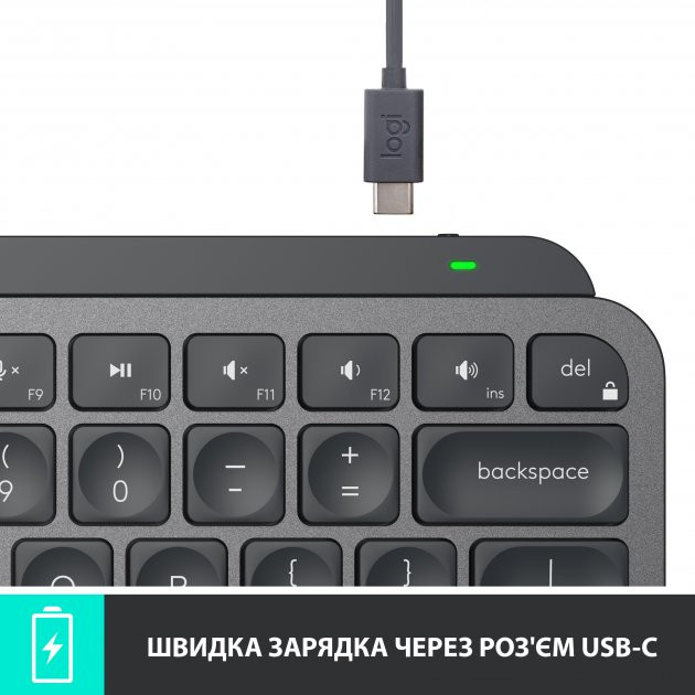 Клавиатура Logitech MX Keys Mini Wireless Illuminated Graphite (920-010501)   Фото №5