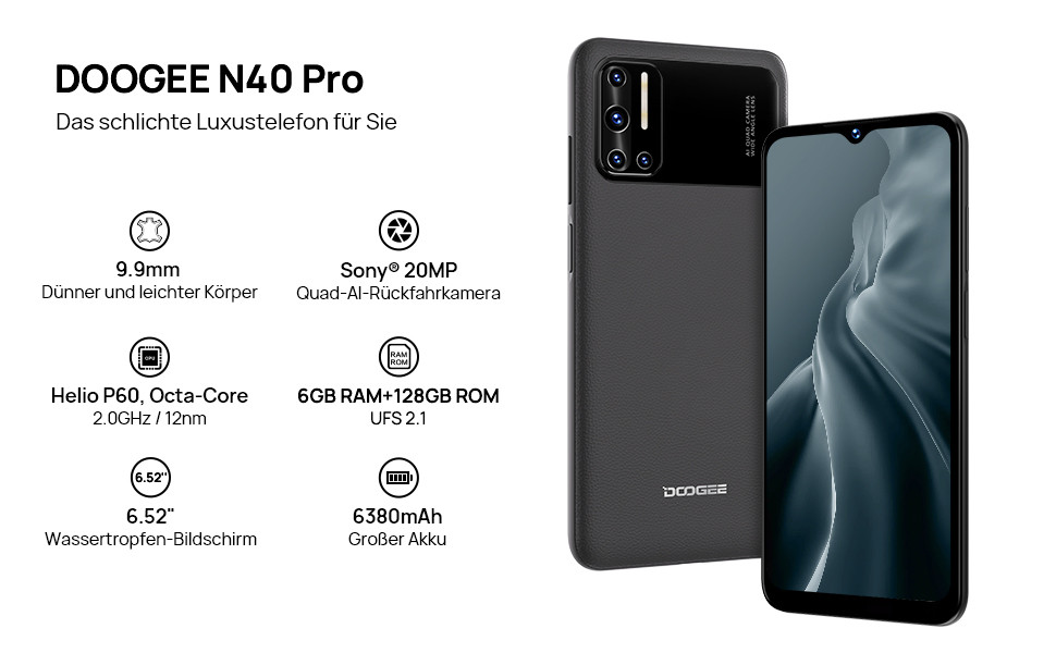 Смартфон DOOGEE N40 Pro 6/128GB Black  Фото №3