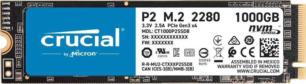 SSD накопитель Crucial P2 1 TB (CT1000P2SSD8)