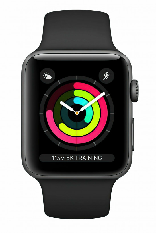 Смарт-годинник Apple Watch Series 3 GPS 42mm Space Gray with Black Sport Band (MTF32)