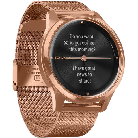 Смарт-часы Garmin Vivomove Luxe 18K Rose Gold PVD Stainless Steel w. Rose Gold Milanese B. (010-02241-04)