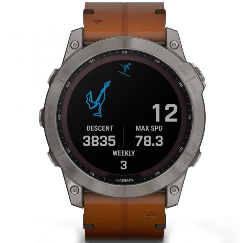 Смарт-часы Garmin Fenix 7X Sapphire Solar Titanium w. Chestnut Leather Band (010-02541-19)  Фото №0