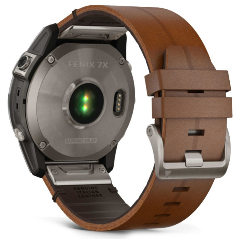 Смарт-часы Garmin Fenix 7X Sapphire Solar Titanium w. Chestnut Leather Band (010-02541-19)  Фото №4