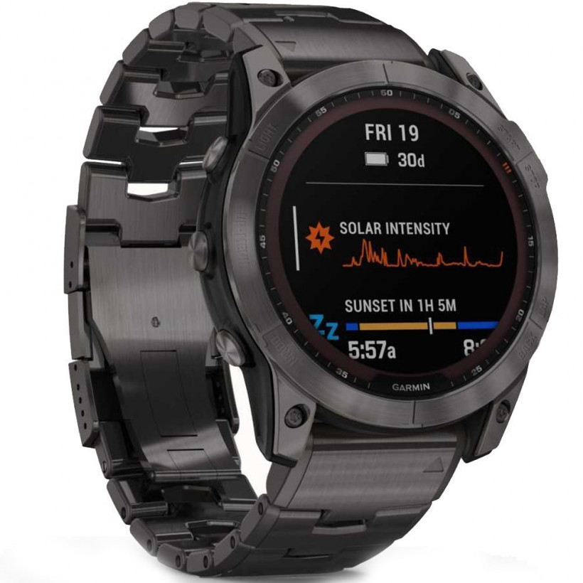 Смарт-годинник Garmin Fenix 7X Sapphire Solar C. Grey DLC Titanium w. Carbon Grey DLC Vented T. Band (010-02541-27)  Фото №0