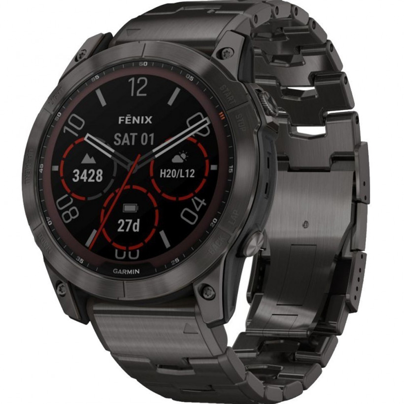 Смарт-годинник Garmin Fenix 7X Sapphire Solar C. Grey DLC Titanium w. Carbon Grey DLC Vented T. Band (010-02541-27)  Фото №2