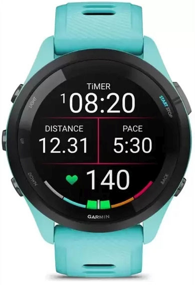 Смарт-часы Garmin Forerunner 265 Black Bezel w. Aqua Case and Aqua/Black Silicone Band (010-02810-02/12)  Фото №0