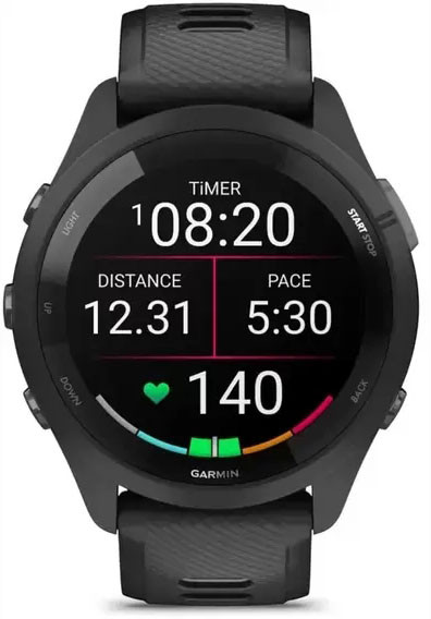 Смарт-годинник Garmin Forerunner 265 Black Bezel and Case w. Black/Powder Gray Silicone Band (010-02810-00/10)  Фото №0