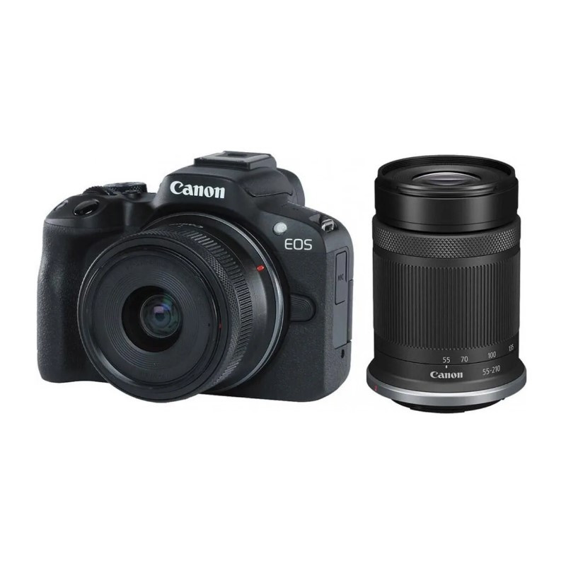 Беззеркальный фотоаппарат Canon EOS R50 kit RF-S 18-45mm IS STM + RF-S 55-210mm IS STM Black (5811C034)  Фото №0