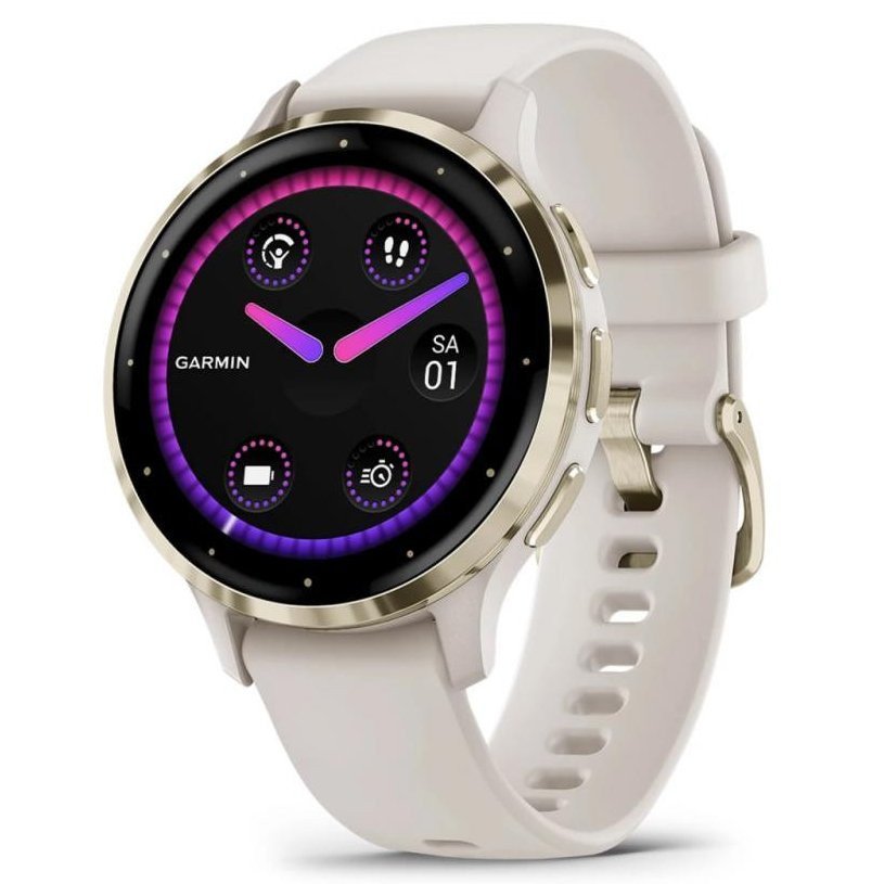 Смарт-годинник Garmin Venu 3S Soft Gold S. Steel Bezel with Ivory Case and S. Band (010-02785-04)  Фото №1