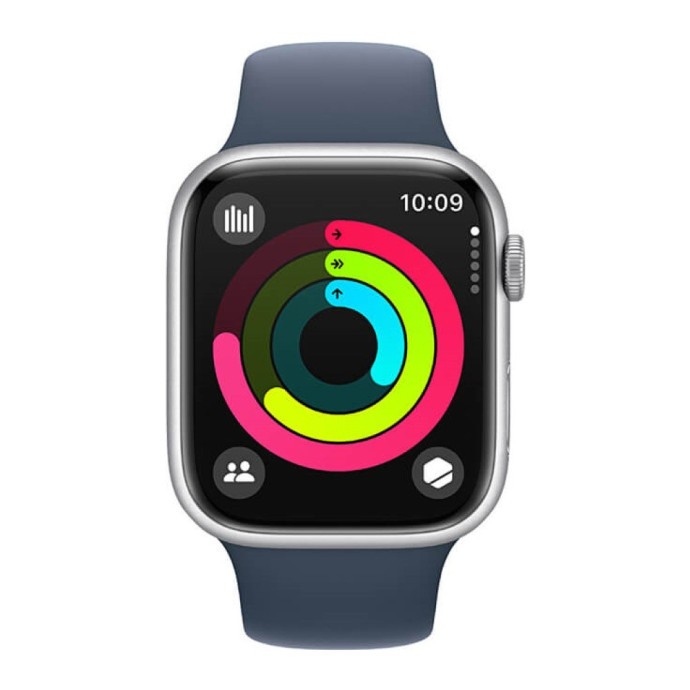 Смарт-годинник Apple Watch Series 9 GPS 41mm Silver Aluminum Case w. Storm Blue S. Band - S/M (MR903)  Фото №0