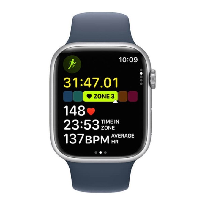 Смарт-годинник Apple Watch Series 9 GPS 41mm Silver Aluminum Case w. Storm Blue S. Band - S/M (MR903)  Фото №1