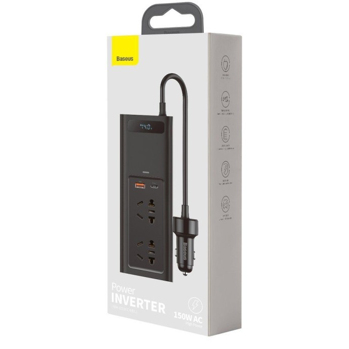 Преобразователь DC-AC Baseus In-Car Inverter 150W Black (CRNBQ-A01)  Фото №3
