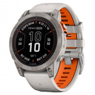 Смарт-часы Garmin Fenix 7 Pro Sapphire Solar Titanium w. Fog Gray/Ember O. Band (010-02777-20/21) 