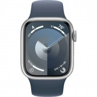 Смарт-годинник Apple Watch Series 9 GPS + Cellular 41mm Silver Alu. Case w. Storm Blue S.Band - S/M (MRHV3) 