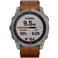 Смарт-часы Garmin Fenix 7X Sapphire Solar Titanium w. Chestnut Leather Band (010-02541-19) 