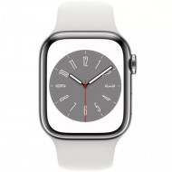 Смарт-часы Apple Watch Series 8 GPS + Cellular 45mm Silver S. Steel Case w. White S. Band (MNKE3)