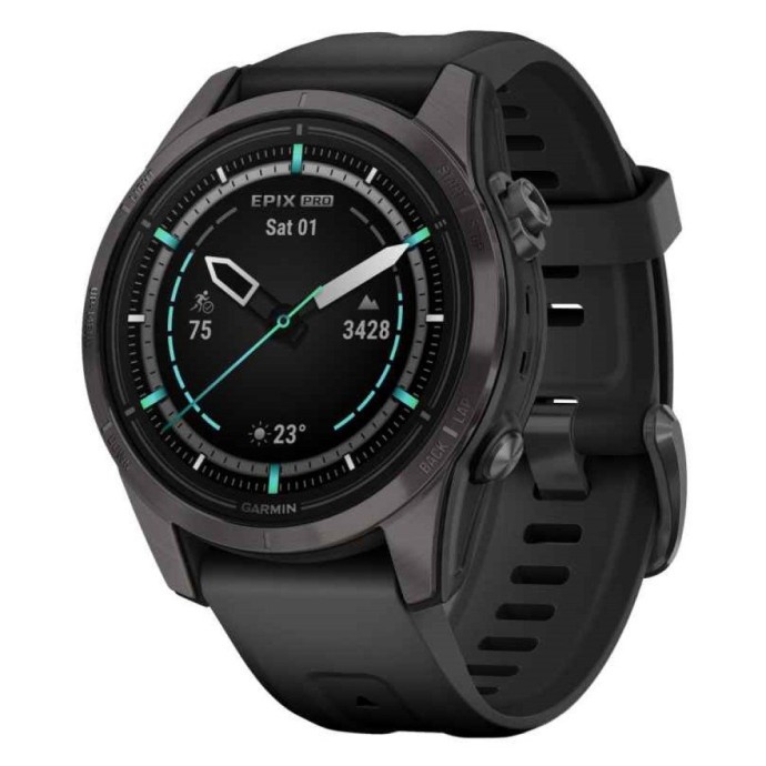 Смарт-годинник Garmin Epix Pro Gen 2 Sapphire 42mm Carbon G. DLC Ti. with Black Band (010-02802-14/1)  Фото №0
