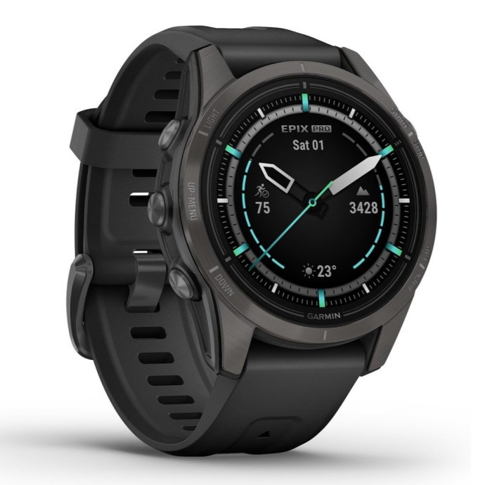 Смарт-годинник Garmin Epix Pro Gen 2 Sapphire 42mm Carbon G. DLC Ti. with Black Band (010-02802-14/1)  Фото №1