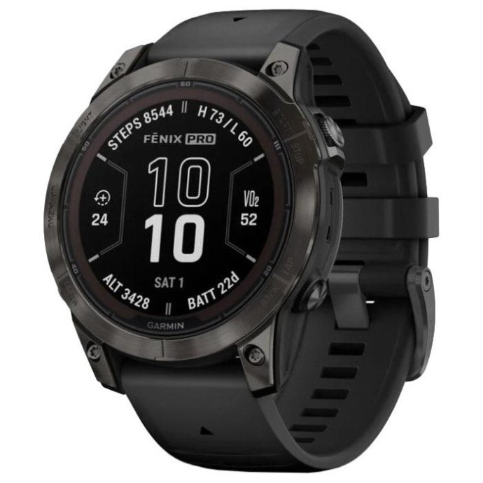Смарт-годинник Garmin Fenix 7 Pro Sapphire Solar Carbon G. DLC Tit. with Black Band (010-02777-10/11)